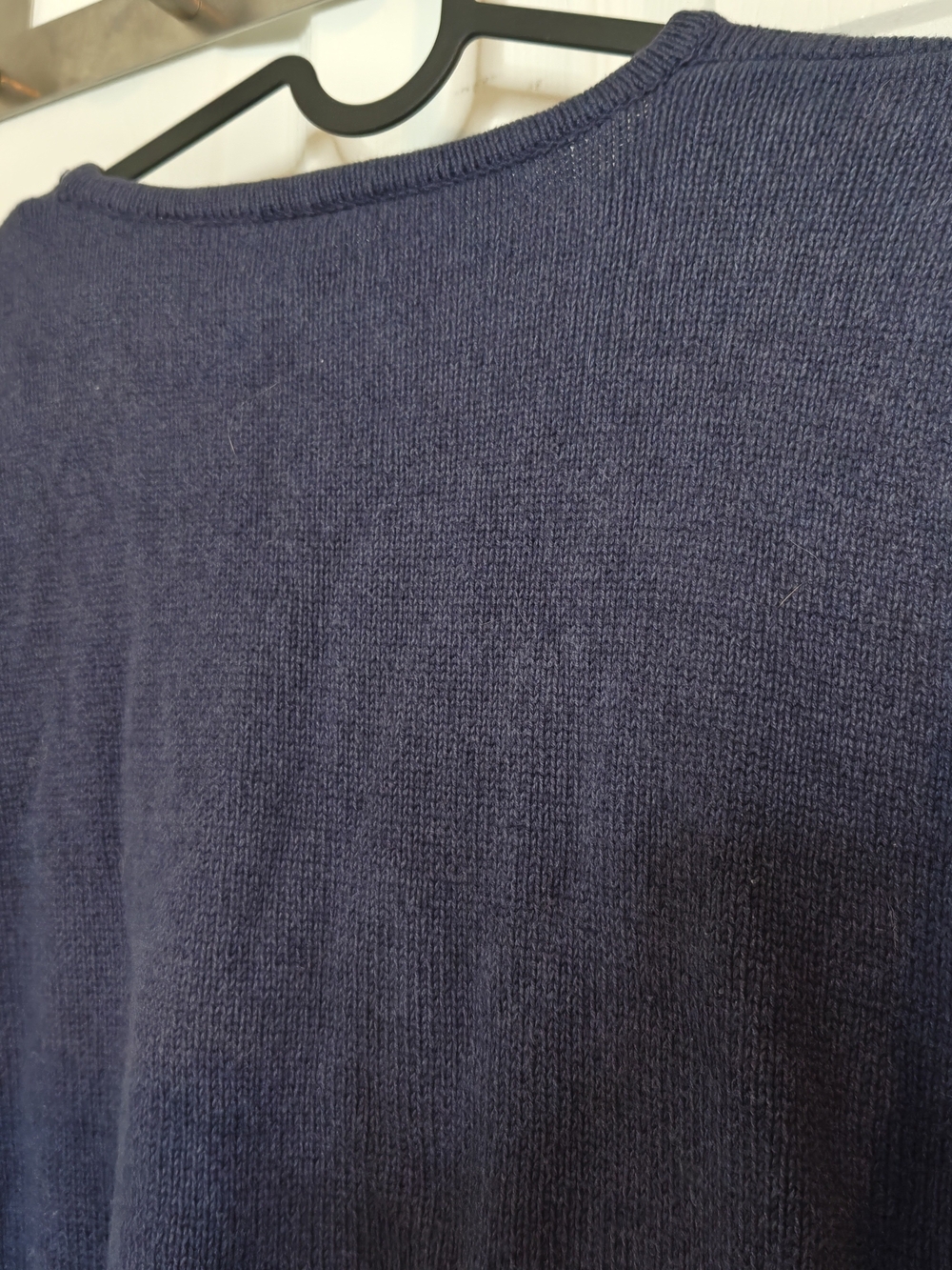 Embroidered Floral Crew Neck Navy Blue Knit Sweater Size M/L - Picture 5 of 7